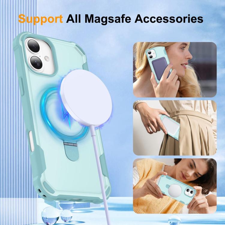 For iPhone 16 Plus Yingcai Gears MagSafe Holder Shockproof Phone Case