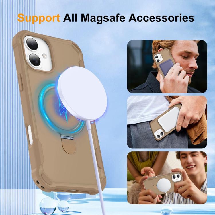 For iPhone 16 Plus Yingcai Gears MagSafe Holder Shockproof Phone Case