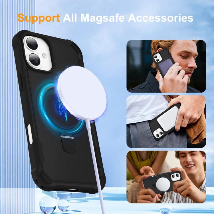 For iPhone 16 Plus Yingcai Gears MagSafe Holder Shockproof Phone Case