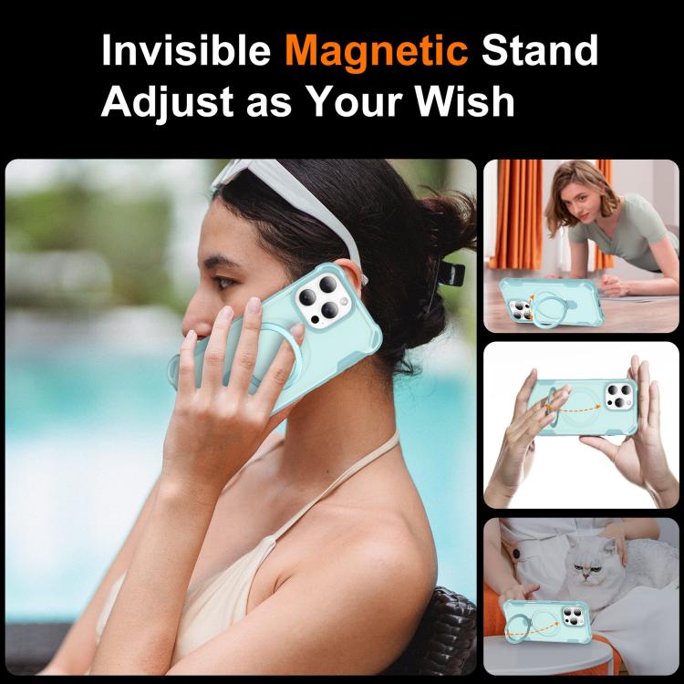 For iPhone 16 Pro Max Yingcai Gears MagSafe Holder Shockproof Phone Case