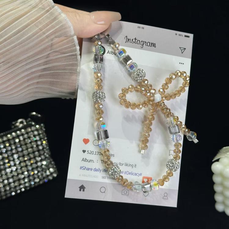 Luminous Round Bead Double Chain Phone Chain - Yellow