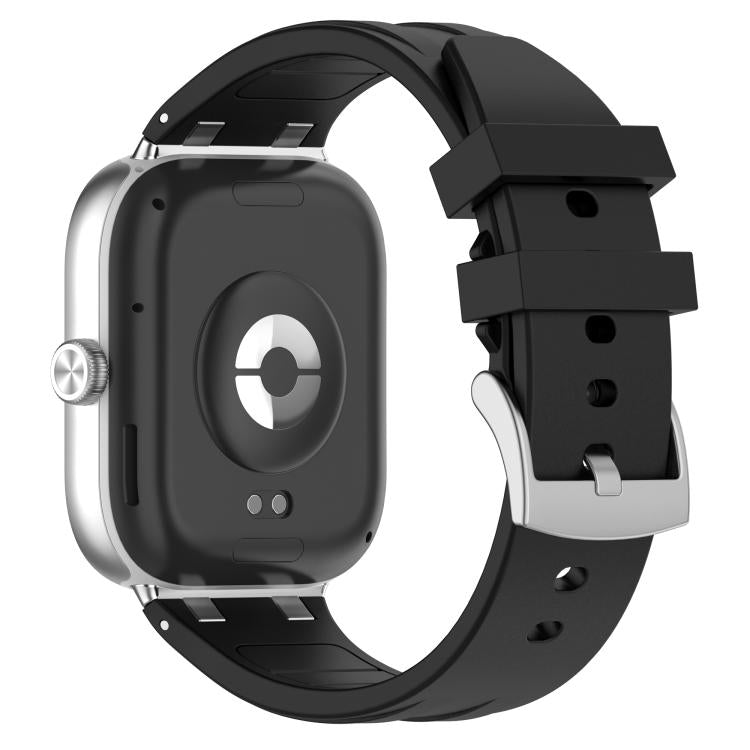 For Xiaomi Band  10 Pro / Redmi Watch 6 / 5 Silver Metal Connector Silicone Watch Band