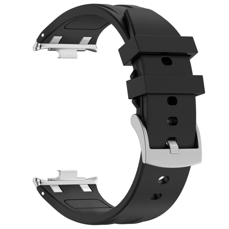 For Xiaomi Band  10 Pro / Redmi Watch 6 / 5 Silver Metal Connector Silicone Watch Band
