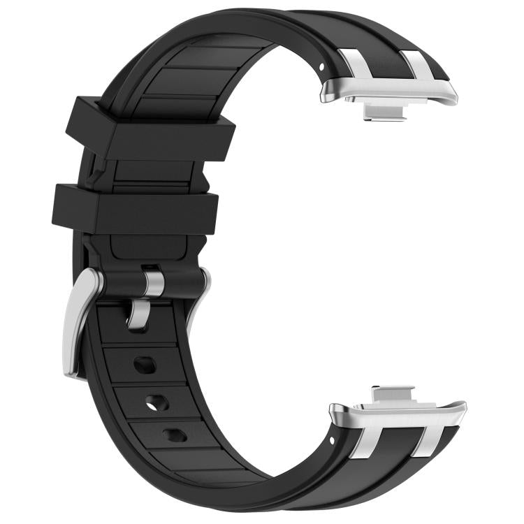 For Xiaomi Band  10 Pro / Redmi Watch 6 / 5 Silver Metal Connector Silicone Watch Band