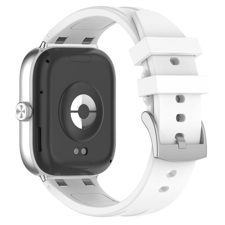 For Xiaomi Band  10 Pro / Redmi Watch 6 / 5 Silver Metal Connector Silicone Watch Band