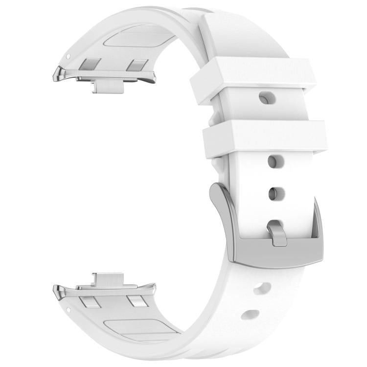 For Xiaomi Band  10 Pro / Redmi Watch 6 / 5 Silver Metal Connector Silicone Watch Band