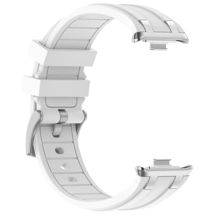 For Xiaomi Band  10 Pro / Redmi Watch 6 / 5 Silver Metal Connector Silicone Watch Band