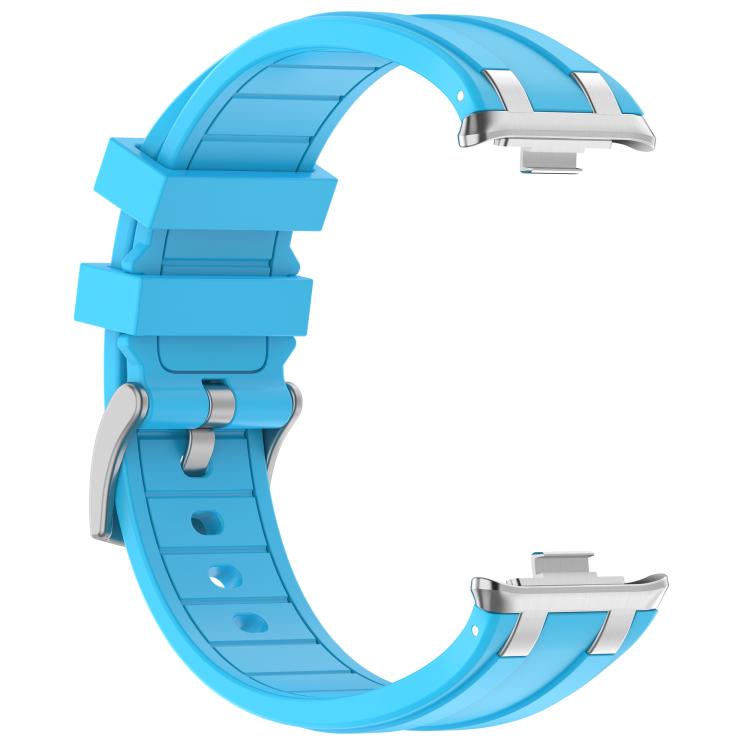 For Xiaomi Band  10 Pro / Redmi Watch 6 / 5 Silver Metal Connector Silicone Watch Band