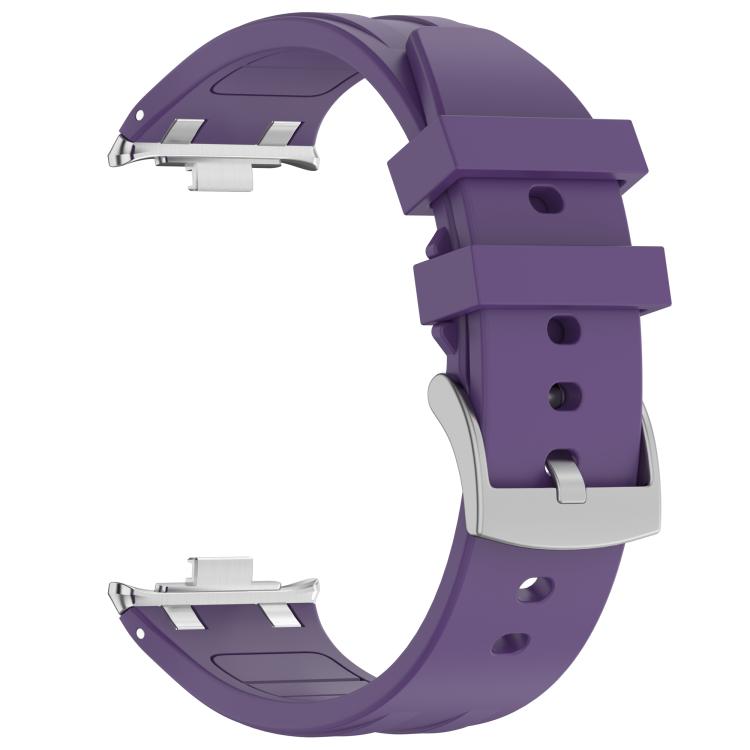 For Xiaomi Band  10 Pro / Redmi Watch 6 / 5 Silver Metal Connector Silicone Watch Band