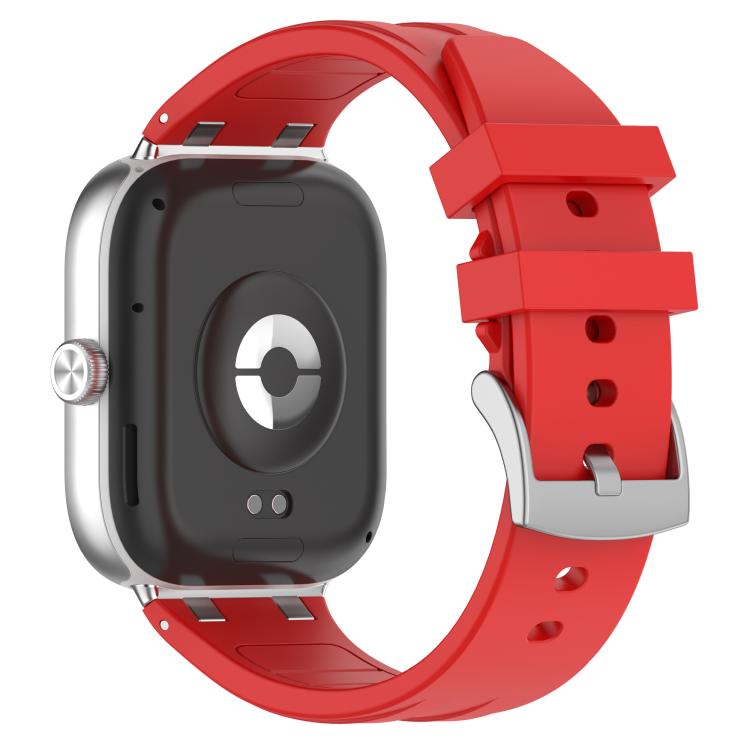 For Xiaomi Band  10 Pro / Redmi Watch 6 / 5 Silver Metal Connector Silicone Watch Band