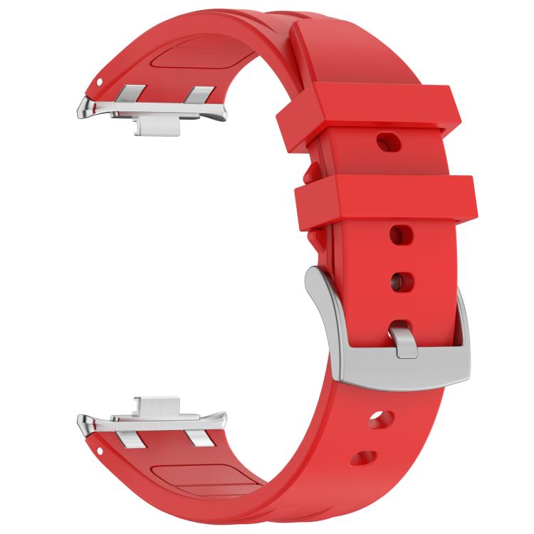 For Xiaomi Band  10 Pro / Redmi Watch 6 / 5 Silver Metal Connector Silicone Watch Band