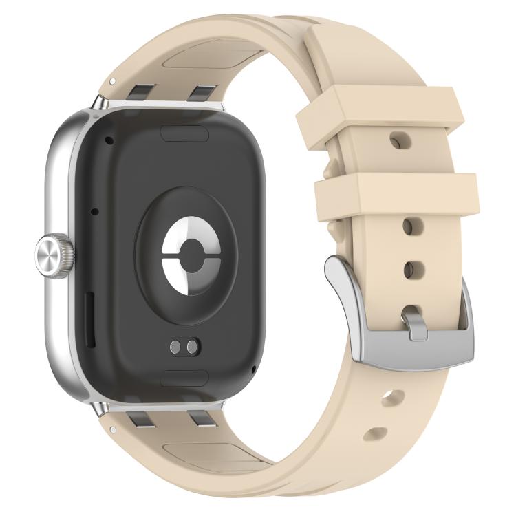 For Xiaomi Band  10 Pro / Redmi Watch 6 / 5 Silver Metal Connector Silicone Watch Band