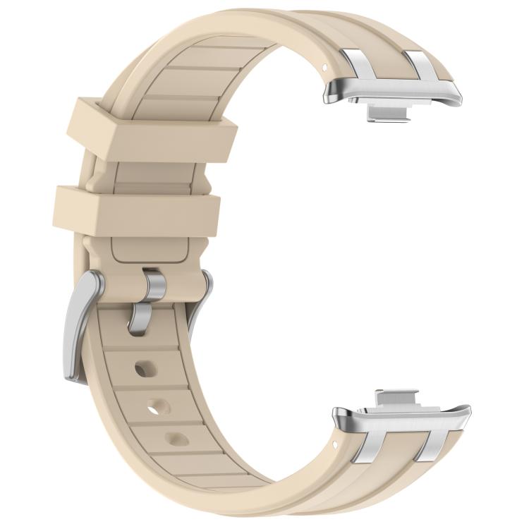 For Xiaomi Band  10 Pro / Redmi Watch 6 / 5 Silver Metal Connector Silicone Watch Band