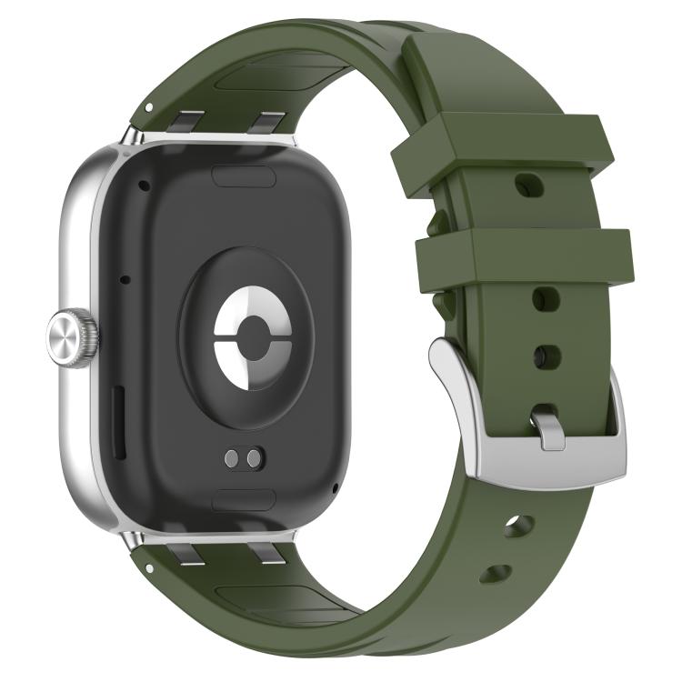 For Xiaomi Band  10 Pro / Redmi Watch 6 / 5 Silver Metal Connector Silicone Watch Band