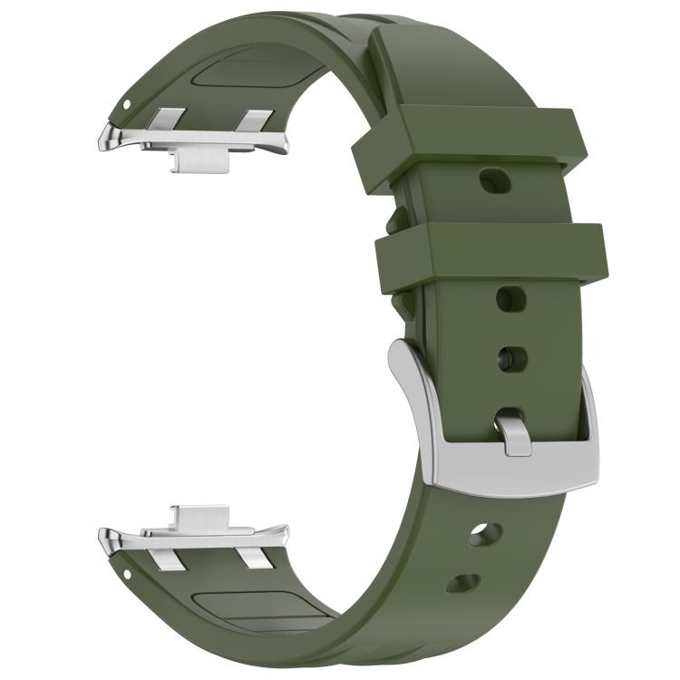 For Xiaomi Band  10 Pro / Redmi Watch 6 / 5 Silver Metal Connector Silicone Watch Band