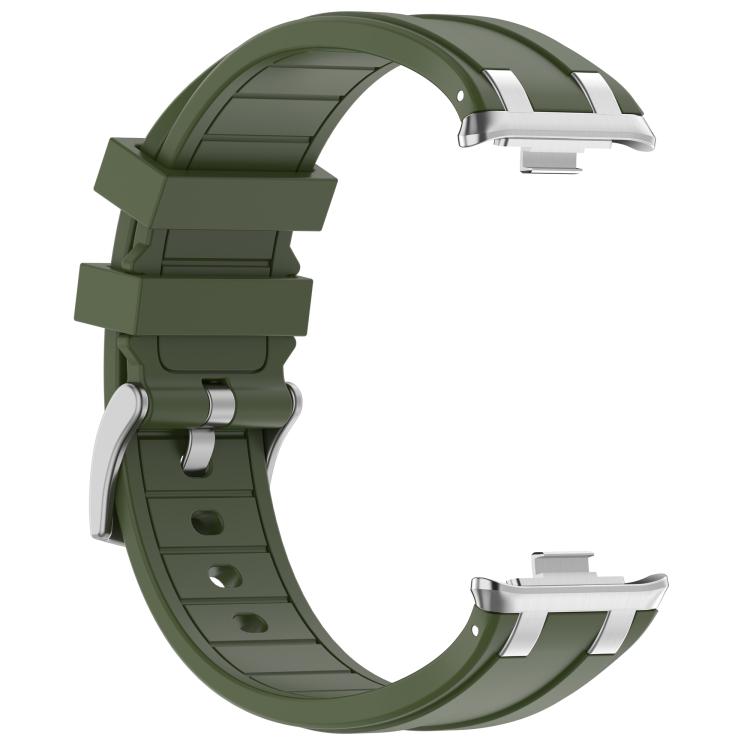 For Xiaomi Band  10 Pro / Redmi Watch 6 / 5 Silver Metal Connector Silicone Watch Band