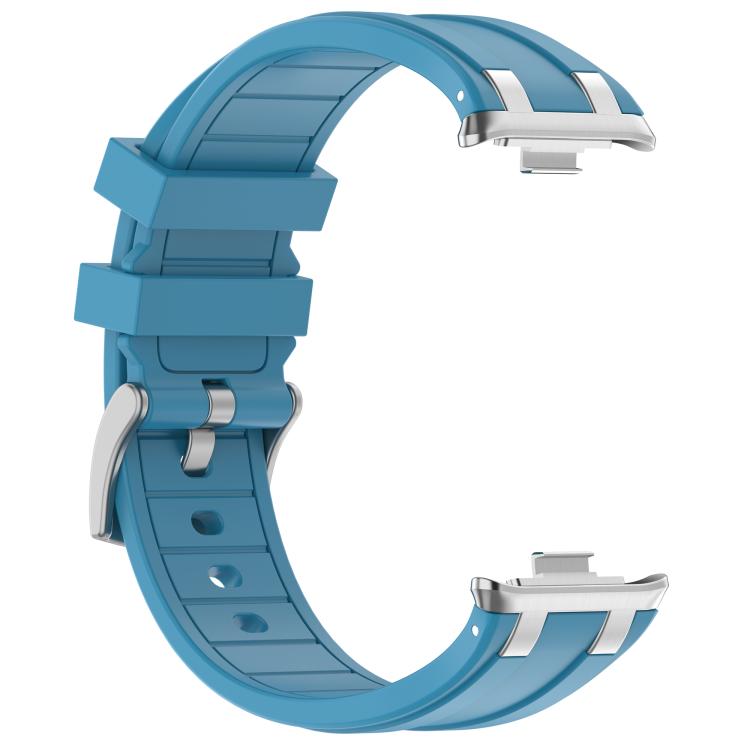 For Xiaomi Band  10 Pro / Redmi Watch 6 / 5 Silver Metal Connector Silicone Watch Band