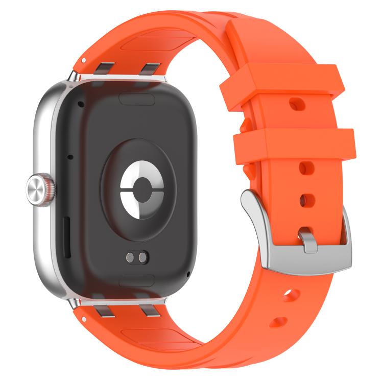 For Xiaomi Band  10 Pro / Redmi Watch 6 / 5 Silver Metal Connector Silicone Watch Band