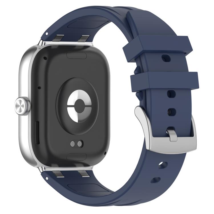 For Xiaomi Band  10 Pro / Redmi Watch 6 / 5 Silver Metal Connector Silicone Watch Band