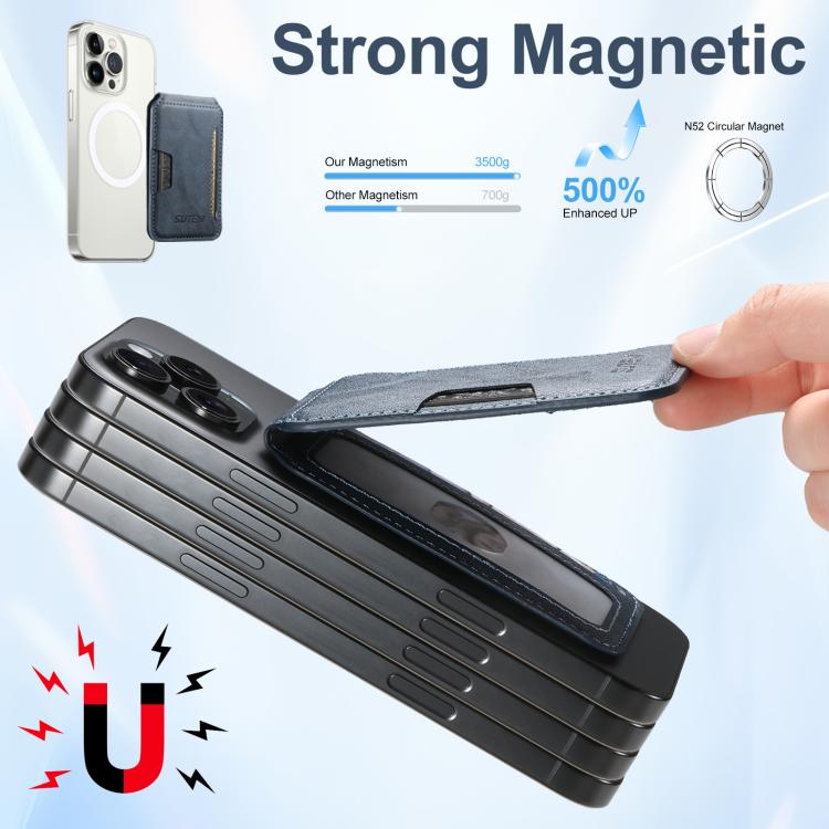 Suteni S3 Cowhide Textured MagSafe Magnetic Card Case
