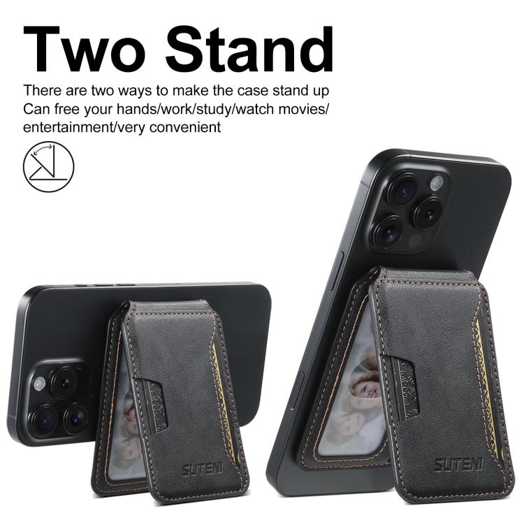 Suteni S3 Cowhide Textured MagSafe Magnetic Card Case