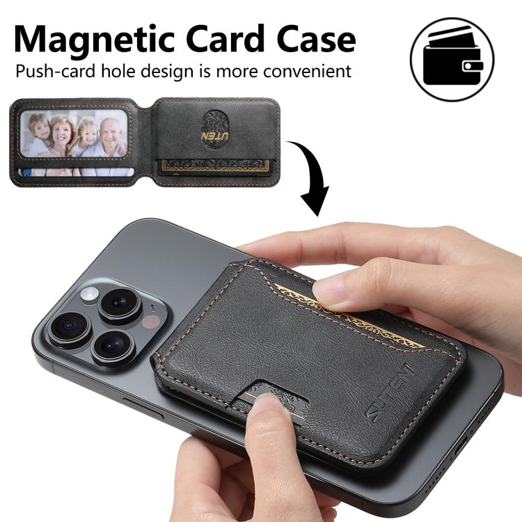 Suteni S3 Cowhide Textured MagSafe Magnetic Card Case