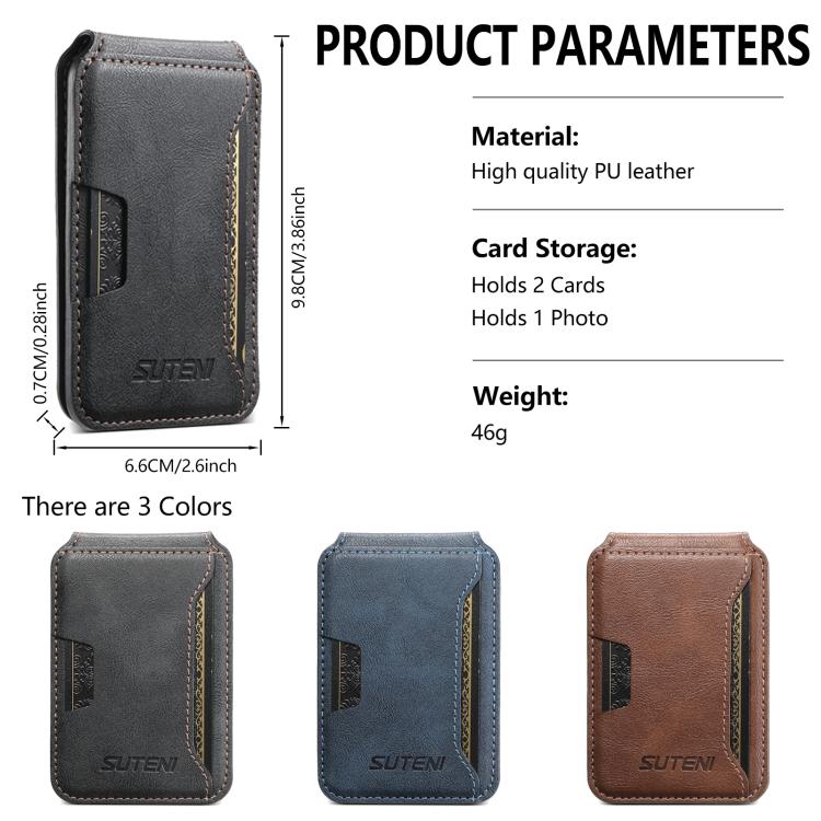Suteni S3 Cowhide Textured MagSafe Magnetic Card Case