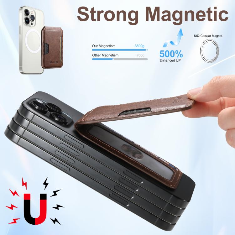 Suteni S3 Cowhide Textured MagSafe Magnetic Card Case