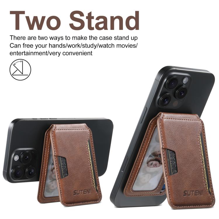 Suteni S3 Cowhide Textured MagSafe Magnetic Card Case