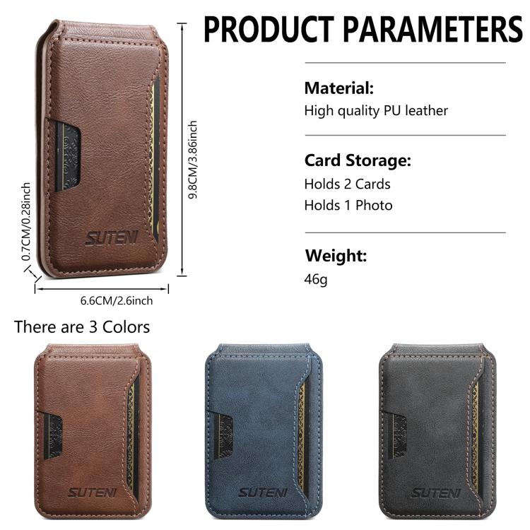 Suteni S3 Cowhide Textured MagSafe Magnetic Card Case