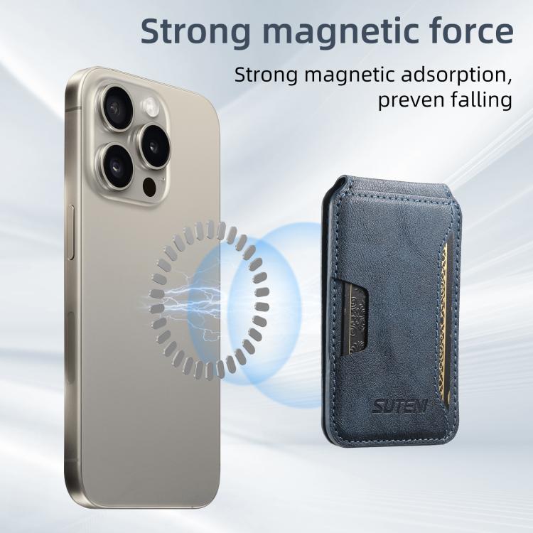 Suteni S3 Cowhide Textured MagSafe Magnetic Card Case