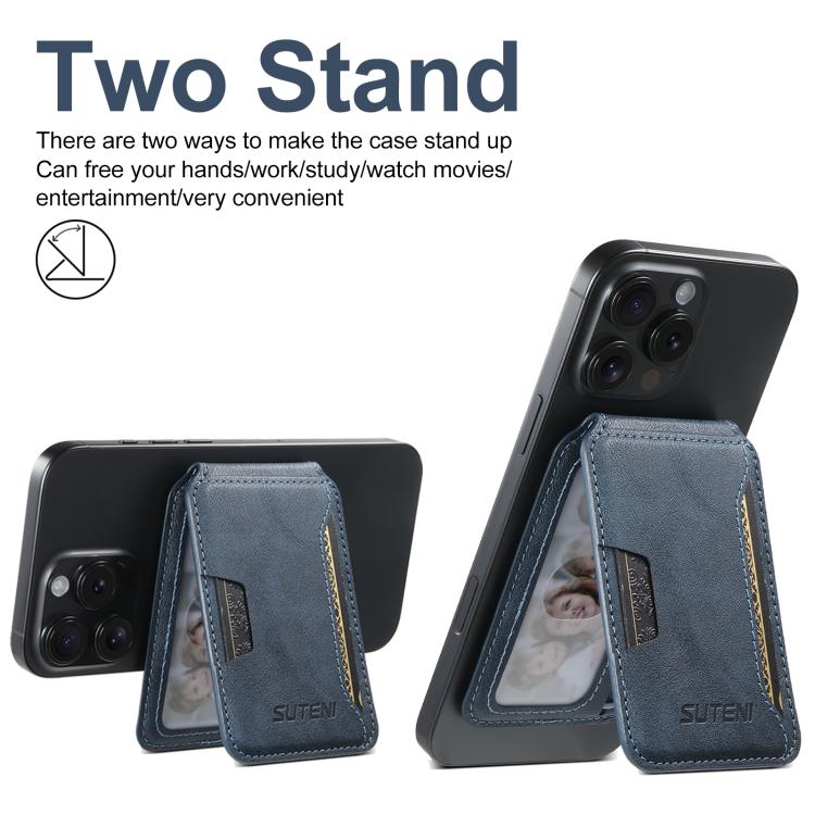 Suteni S3 Cowhide Textured MagSafe Magnetic Card Case