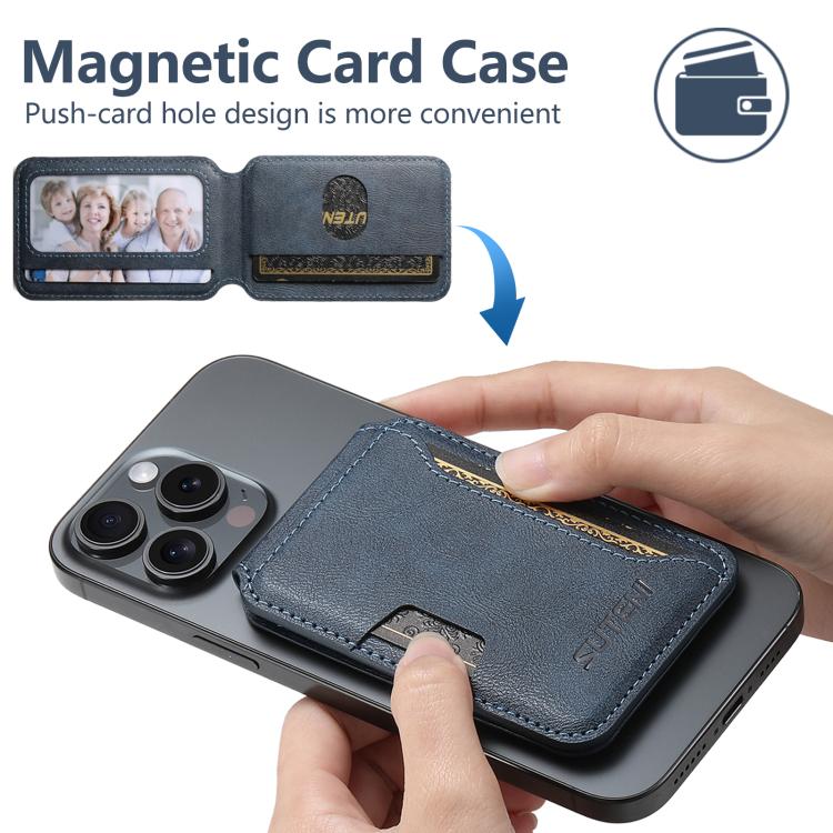 Suteni S3 Cowhide Textured MagSafe Magnetic Card Case