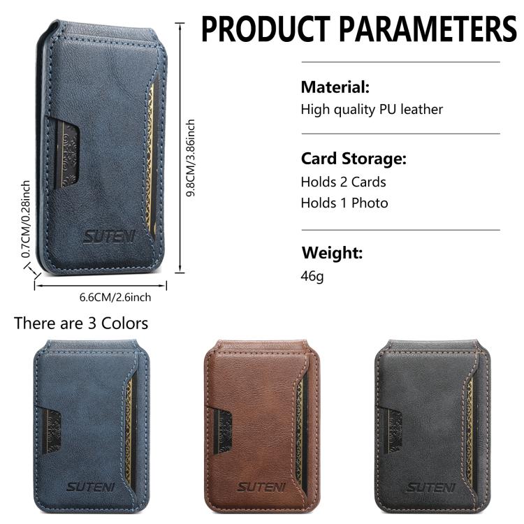 Suteni S3 Cowhide Textured MagSafe Magnetic Card Case