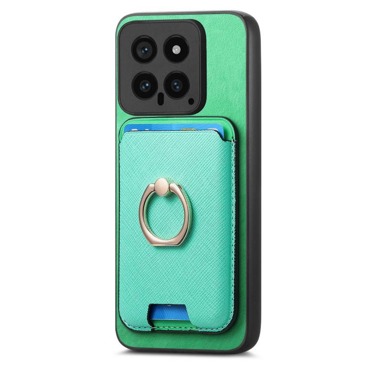 For Redmi Note 13 4G Retro Cross Leather Ring Vertical Insert Card Bag MagSafe Phone Case