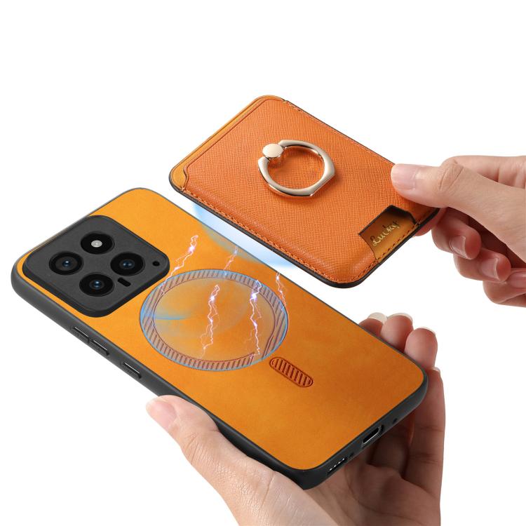 For Redmi Note 13 Pro 4G / Poco M6 Pro 4G Retro Cross Leather Ring Vertical Insert Card Bag MagSafe Phone Case