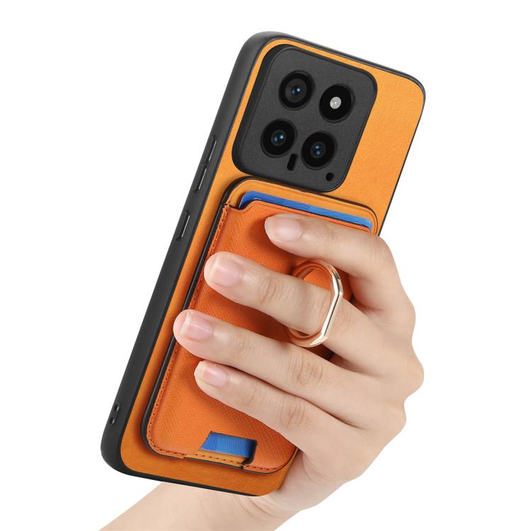 For Redmi Note 13 Pro+ 5G Retro Cross Leather Ring Vertical Insert Card Bag MagSafe Phone Case