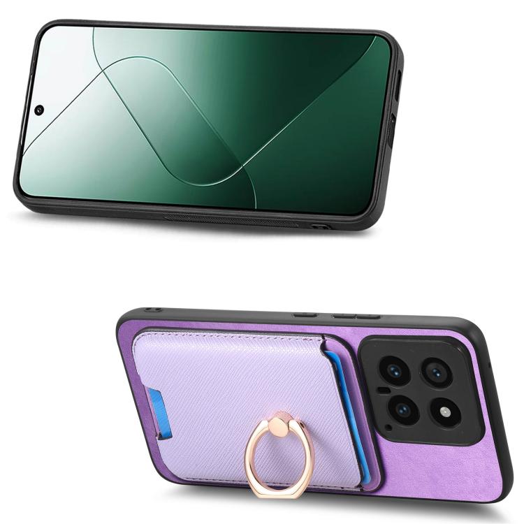 For Redmi Note 13 Pro+ 5G Retro Cross Leather Ring Vertical Insert Card Bag MagSafe Phone Case