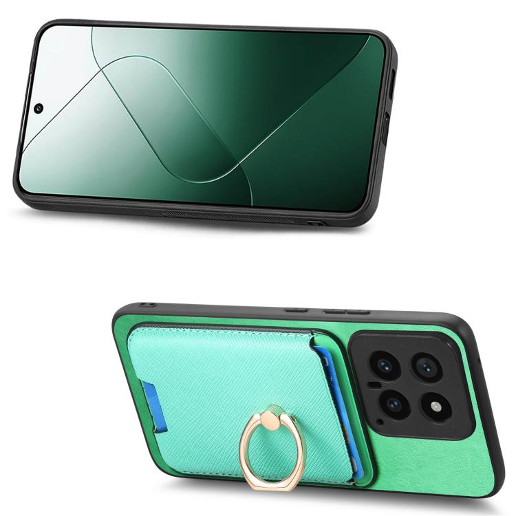 For Redmi Note 13 Pro+ 5G Retro Cross Leather Ring Vertical Insert Card Bag MagSafe Phone Case