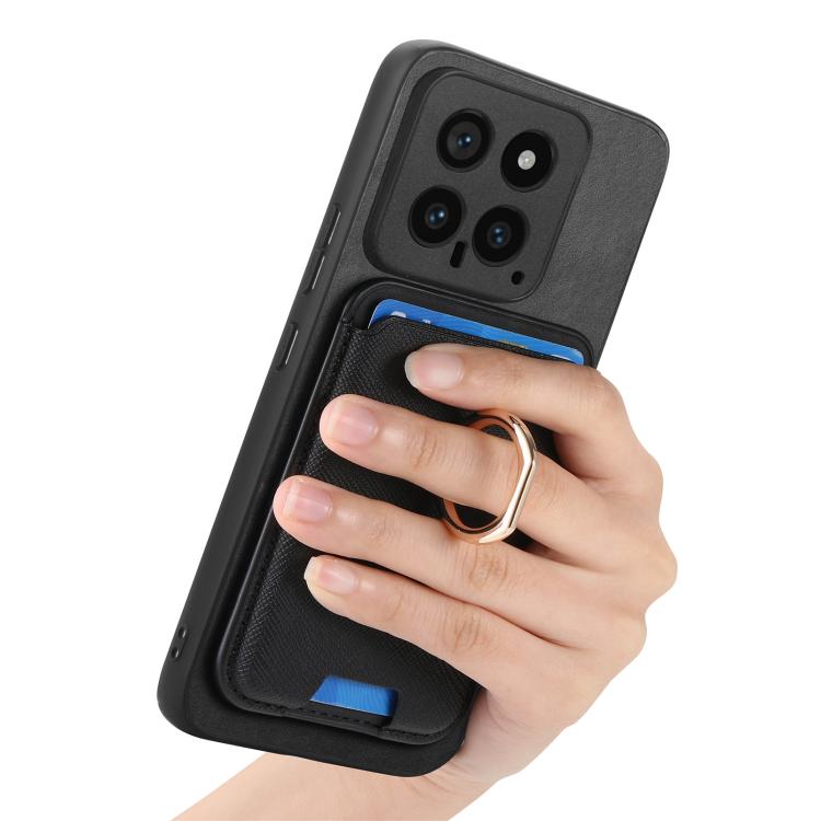 For Redmi Note 13 Pro+ 5G Retro Cross Leather Ring Vertical Insert Card Bag MagSafe Phone Case