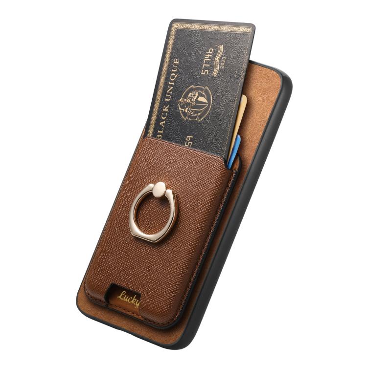 For Xiaomi 15 Retro Cross Leather Ring Vertical Insert Card Bag MagSafe Phone Case