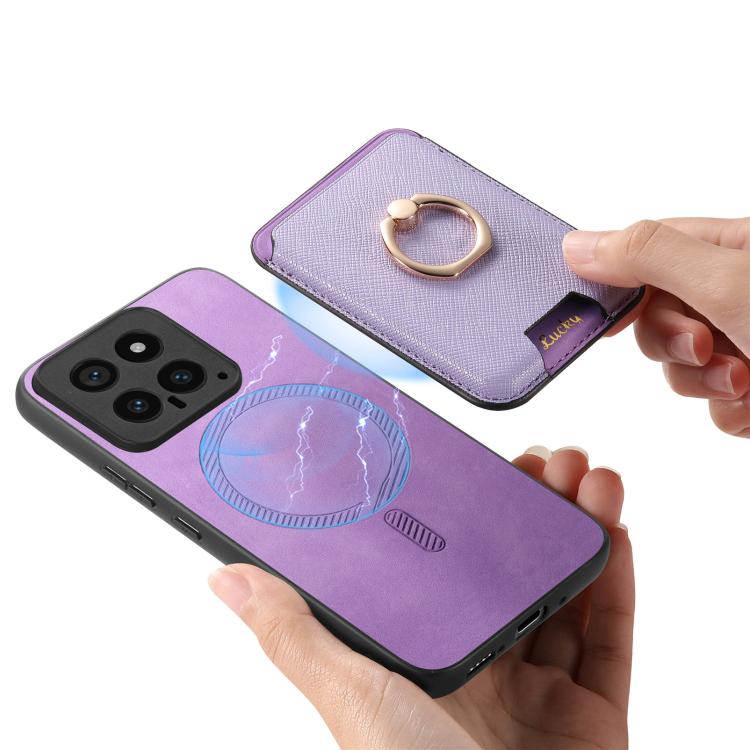 For Xiaomi 15 Pro Retro Cross Leather Ring Vertical Insert Card Bag MagSafe Phone Case