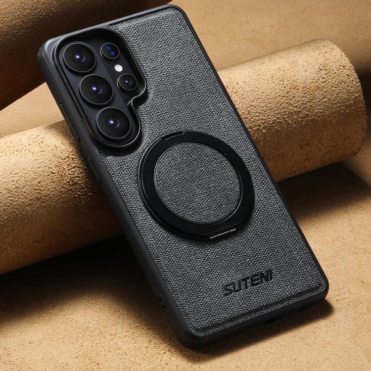 For Samsung Galaxy S26 Ultra 5G Suteni G3 360 Rotation Holder MagSafe Denim Leather Back Phone Case