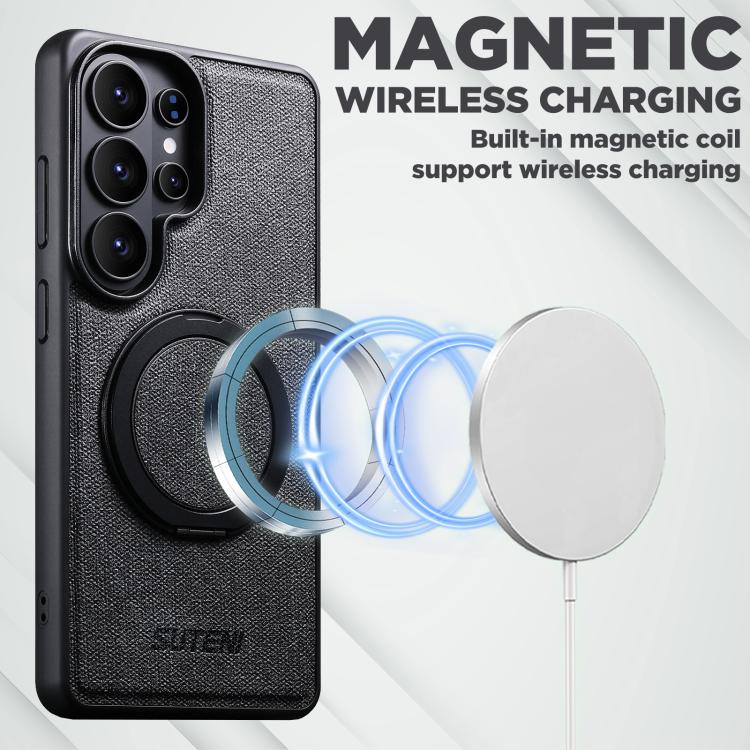 For Samsung Galaxy S26 Ultra 5G Suteni G3 360 Rotation Holder MagSafe Denim Leather Back Phone Case