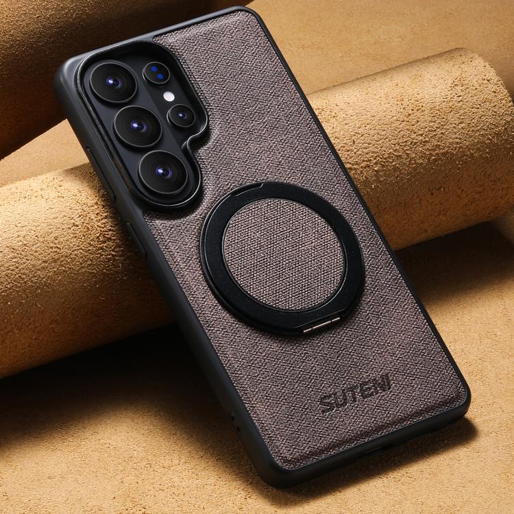 For Samsung Galaxy S26 Ultra 5G Suteni G3 360 Rotation Holder MagSafe Denim Leather Back Phone Case