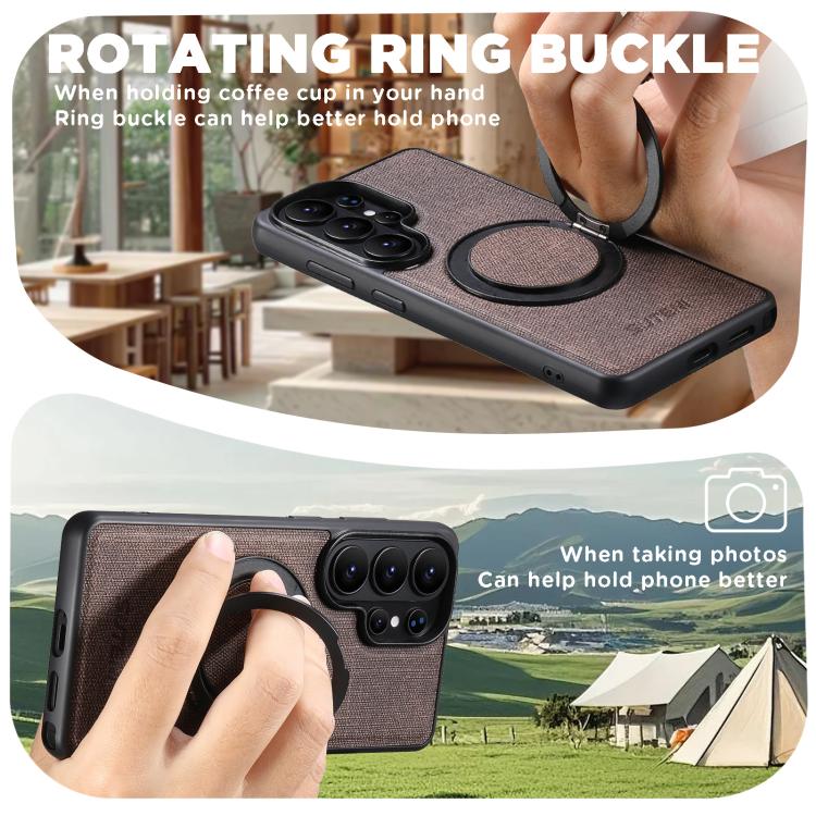 For Samsung Galaxy S26 Ultra 5G Suteni G3 360 Rotation Holder MagSafe Denim Leather Back Phone Case