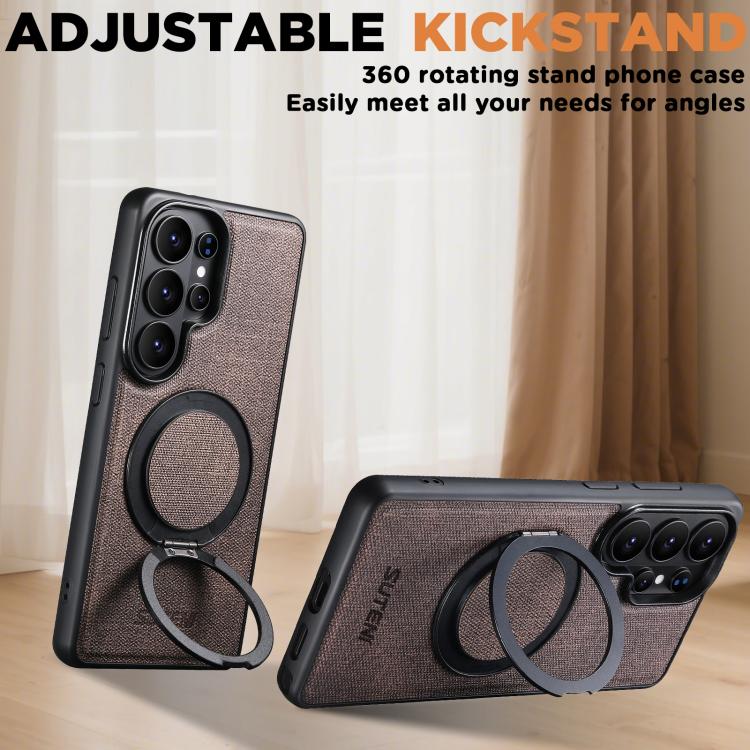 For Samsung Galaxy S26 Ultra 5G Suteni G3 360 Rotation Holder MagSafe Denim Leather Back Phone Case