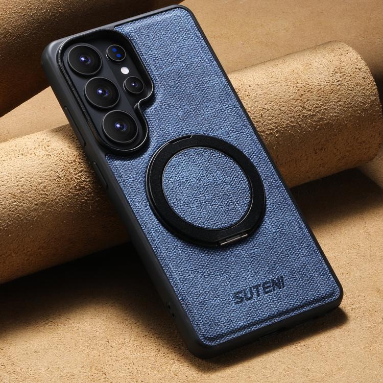 For Samsung Galaxy S26 Ultra 5G Suteni G3 360 Rotation Holder MagSafe Denim Leather Back Phone Case