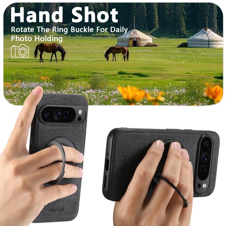 For Google Pixel 8a Suteni G3 360 Rotation Holder MagSafe Denim Leather Back Phone Case