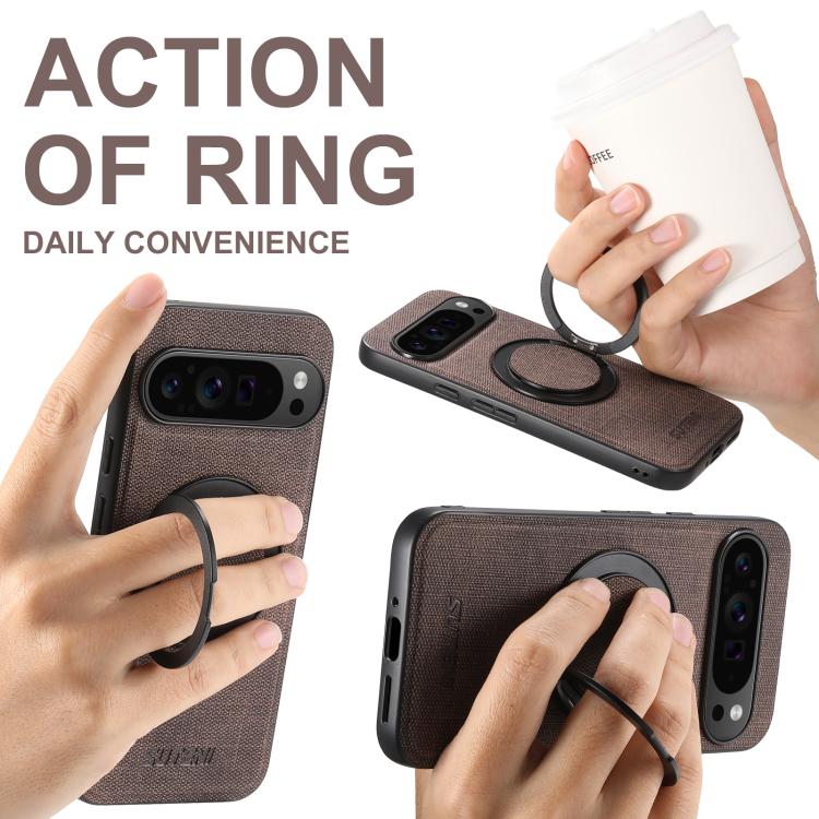 For Google Pixel 8a Suteni G3 360 Rotation Holder MagSafe Denim Leather Back Phone Case